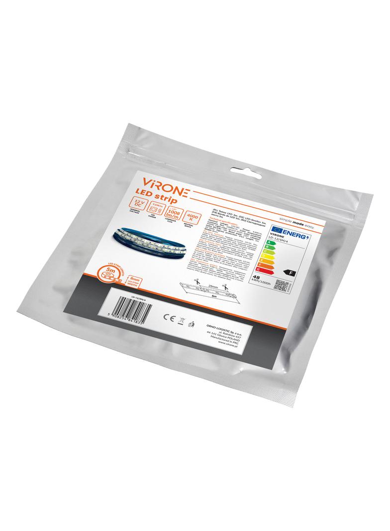 Taśma LED 12V 2835 120L/m 9,6W/m IP63 4000K 5m LD-12/5M/4 ORNO