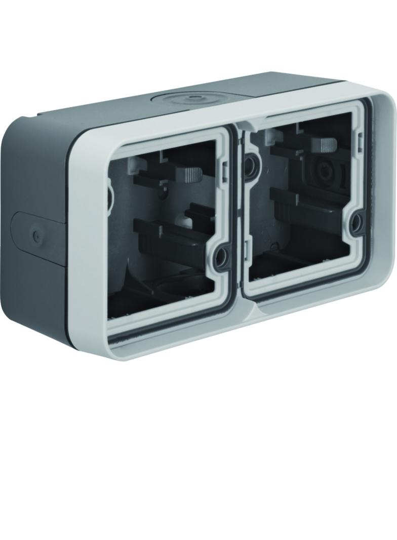 BERKER W.1 Adapter natynkowy podwójna poziomy 4 wejścia IP55 szary 6719323515 HAGER