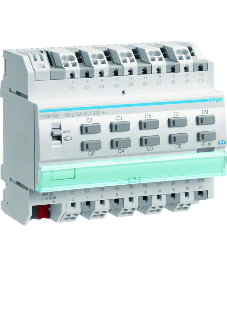 KNX s Sterownik załączający / żaluzjowy 10 A 10-/5-kr 6 mod TYA610B HAGER