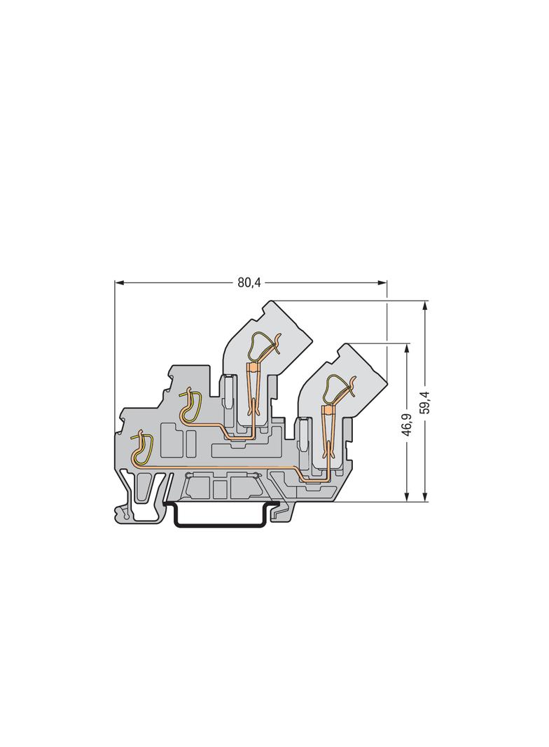 X-COM dwupiętrowa złączka bazowa 1-przewodowa/1-pinowa L/L szara