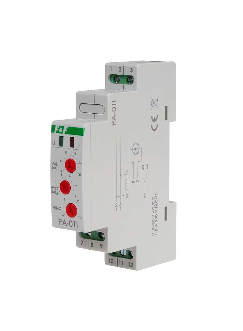 przekaźnik analogowy z wejściem prądowym, wejście 0÷20mA / 4÷20mA, 8A, montaż na szynie DIN
