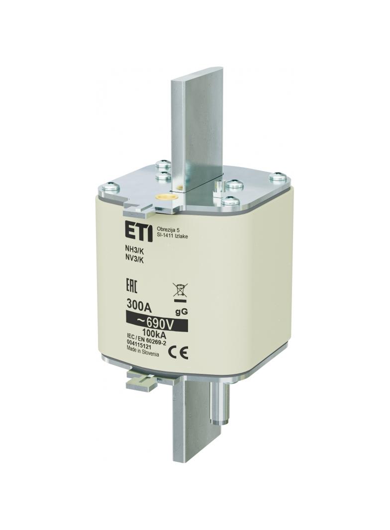 Wkładka topikowa NH zwłoczna z wybijakiem NH3/K gG 300A 690V 004115121 ETI