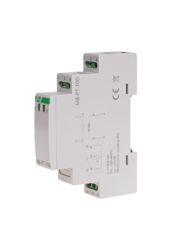 Przetwornik pomiaru temperatury z wyjściem MODBUS RTU dla PT-100 bez sondy MAX-MB-PT-100 F&F