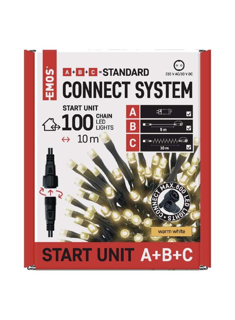 Lampki choinkowe Standard zestaw zasilacz + 100LED 10m ciepła biel IP44 timer D1AW01 EMOS