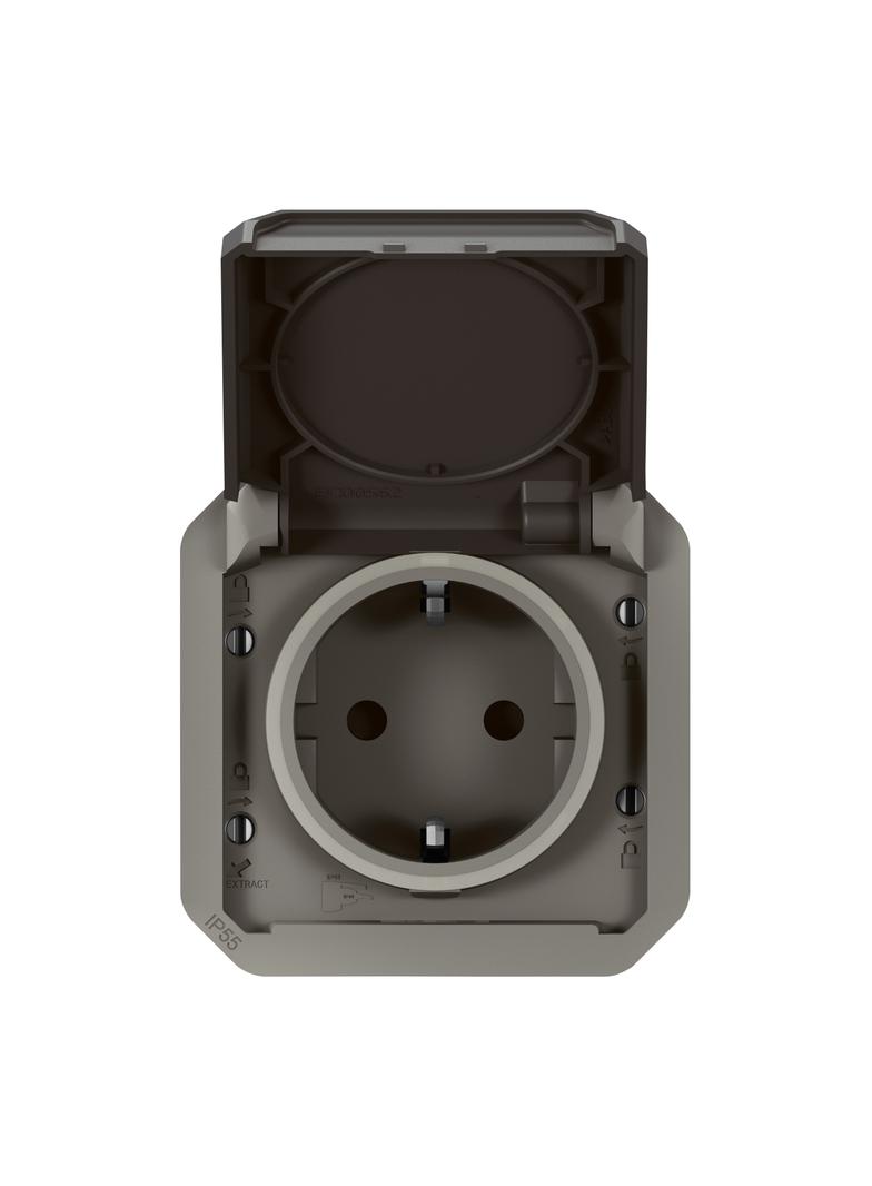 NOWE PLEXO - GN. SCHUKO 2P+Z ZACISKI AUTO MECHANIZM 16 A-250V ANTRACYT 069871L LEGRAND