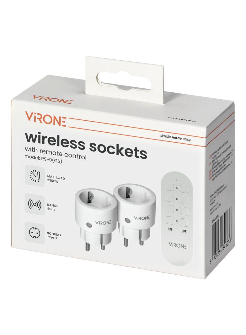 Zestaw bezprzewodowych gniazd MINI Schuko, sterowanych pilotem 2+1, 2300W