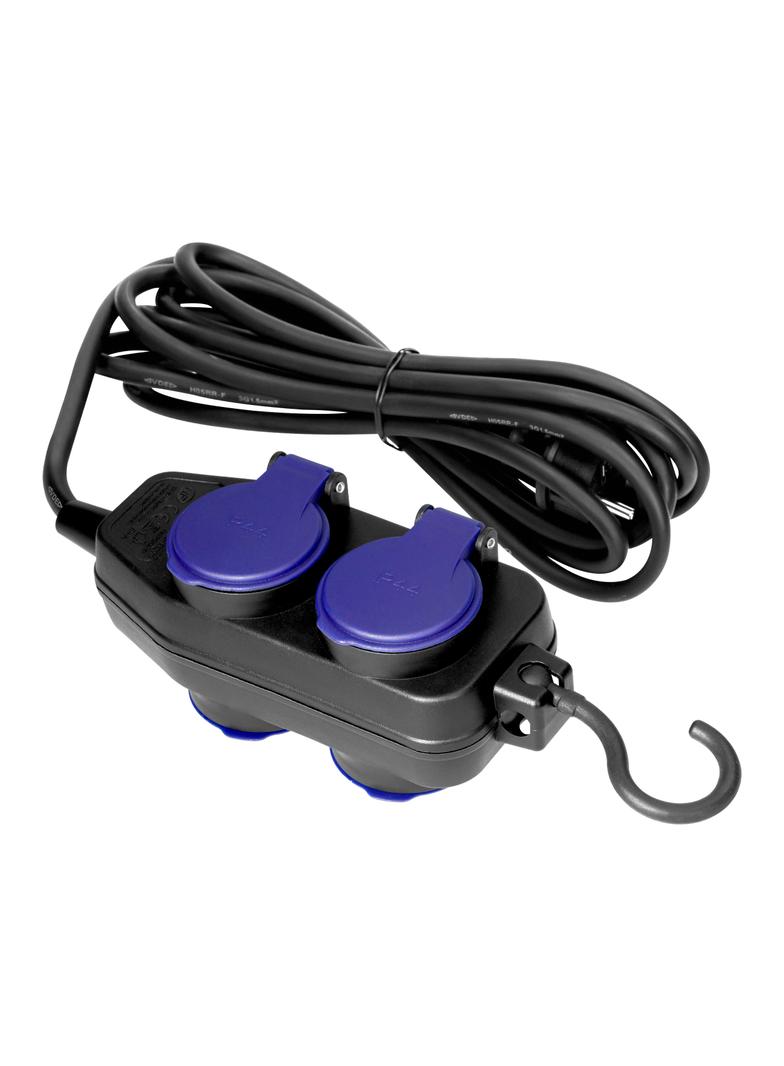 Przedłużacz warsztatowy bryzgoszczelny IP44, 4 gniazda (2+2) 2P+Z, IP44, przewód gumowy, H05RR-F 3x1