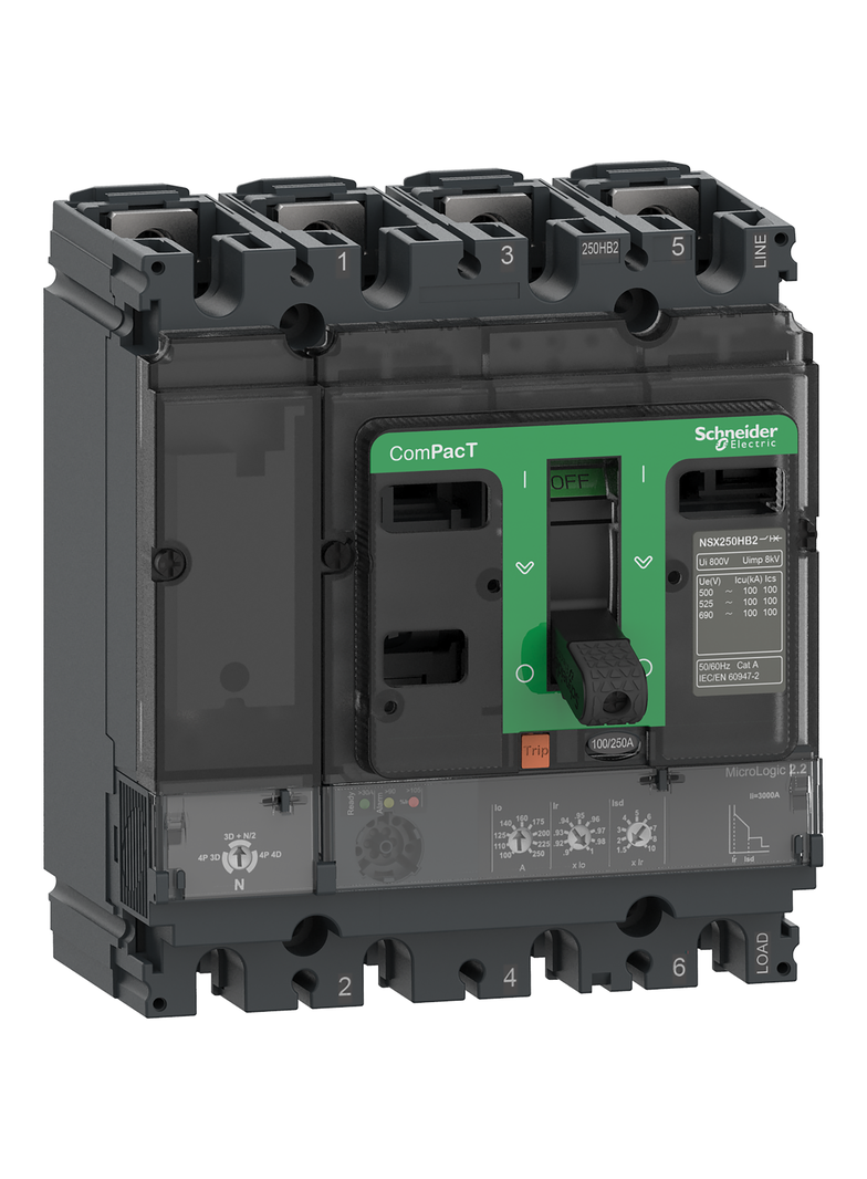Wyłącznik, ComPacT NSX, NSX160B, Mic2.2, 160A, 4P, 25kA