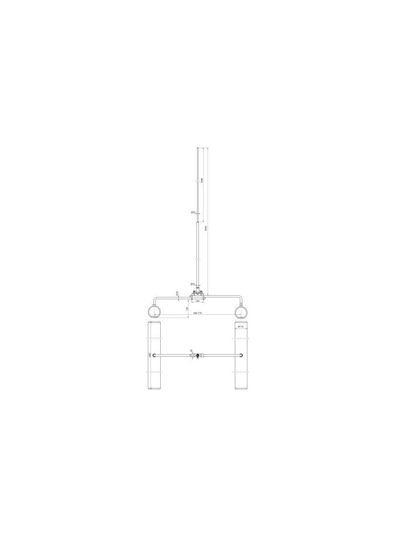 Iglica z podstawą, na dach z blachy trapezowej., fi 16/10 mm dł. 2000 mm, zestaw