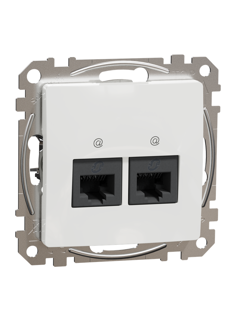 Sedna Design & Elements, gniazdo komputerowe 2xRJ45 kat.5e UTP, białe