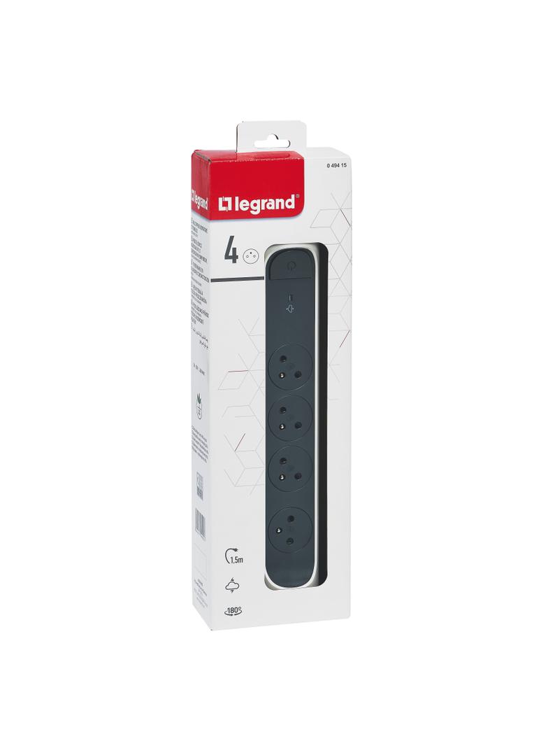 PRZEDŁUŻACZ PREMIUM, OBROTOWY, 4X2P+Z, Z OGRANICZNIKIEM PRZEPIĘĆ, Z PRZEWODEM 1.5 METRA 3X1.0 MM2 -