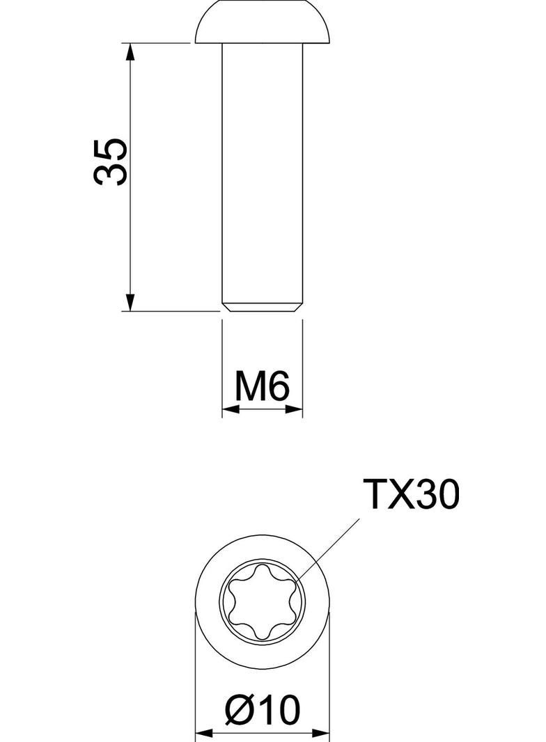 7380T 6x35 V2A, Śruba z łbem okrągłym