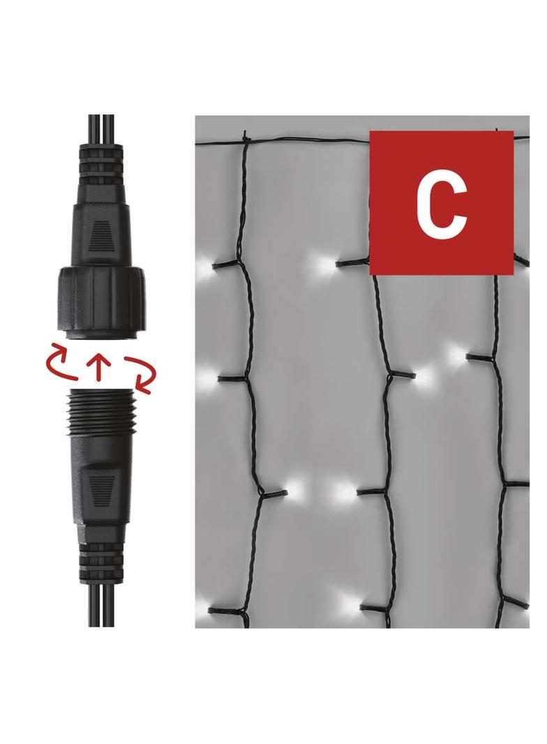 Lampki choinkowe łączone Standard kurtyna 100LED 1x2m zimna biel IP44 timer D1EC01 EMOS