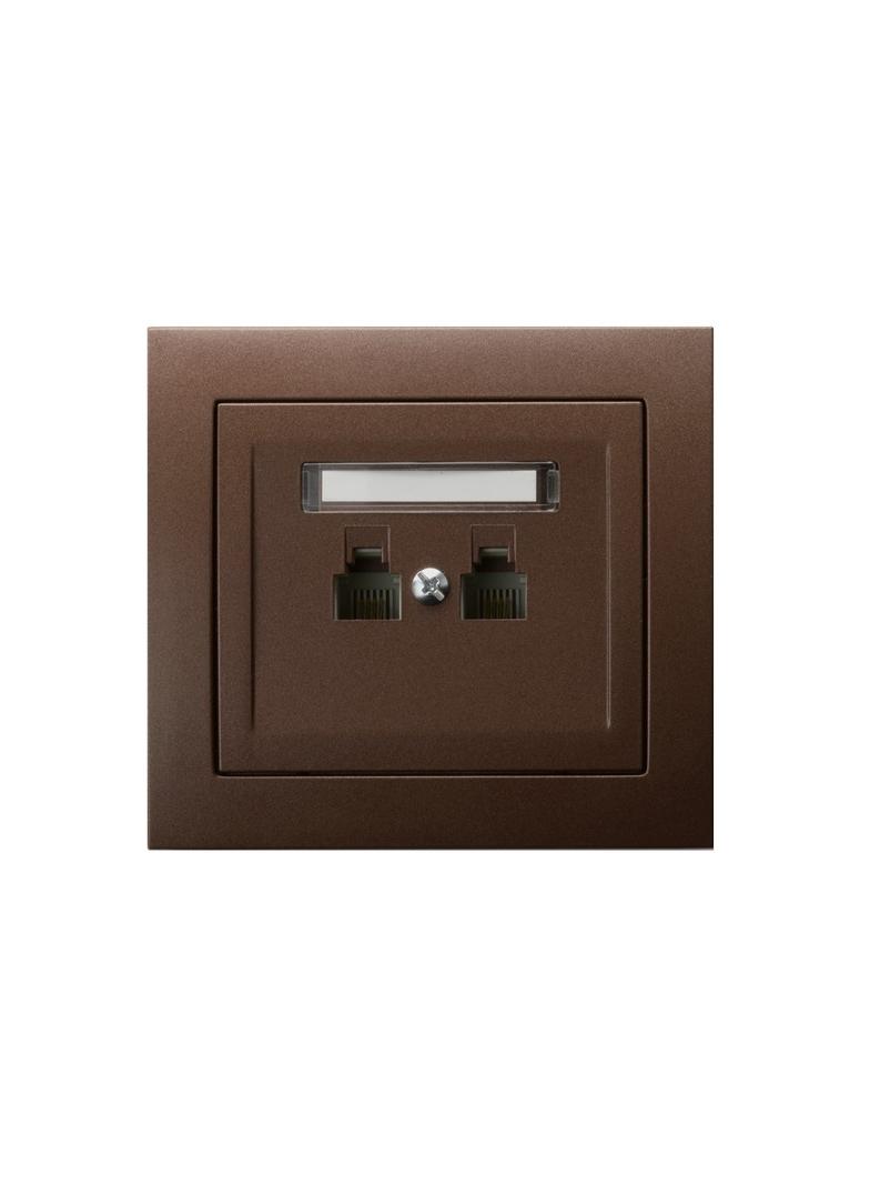 KIER Gniazdo telefoniczne podwójne równoległe - kolor brązowy metalik