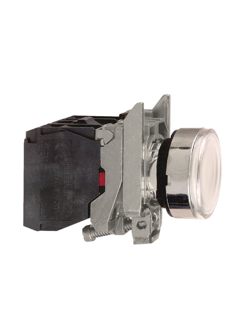 Harmony XB4 Przycisk płaski biały podświetlany bez żarówki 250V AC/DC 1 N/O + 1N/C XB4BW3165 Schneider