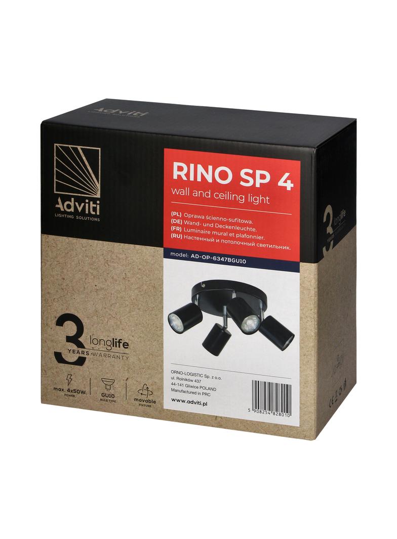 Rino SP 4, oprawa ścienno-sufitowa, GU10 max. 4x50W, IP20, czarna