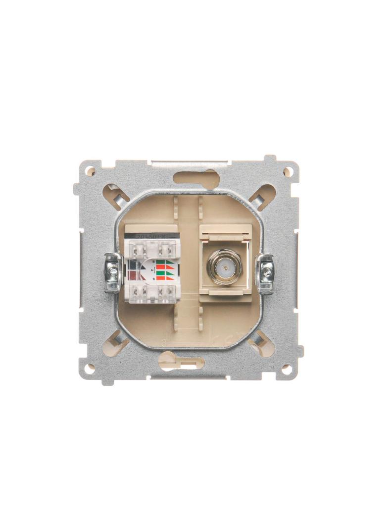 Simon Basic Gniazdo antenowe typu ''F'' + RJ45 kat.6 beż BMAFRJ45.01/12 KONTAKT