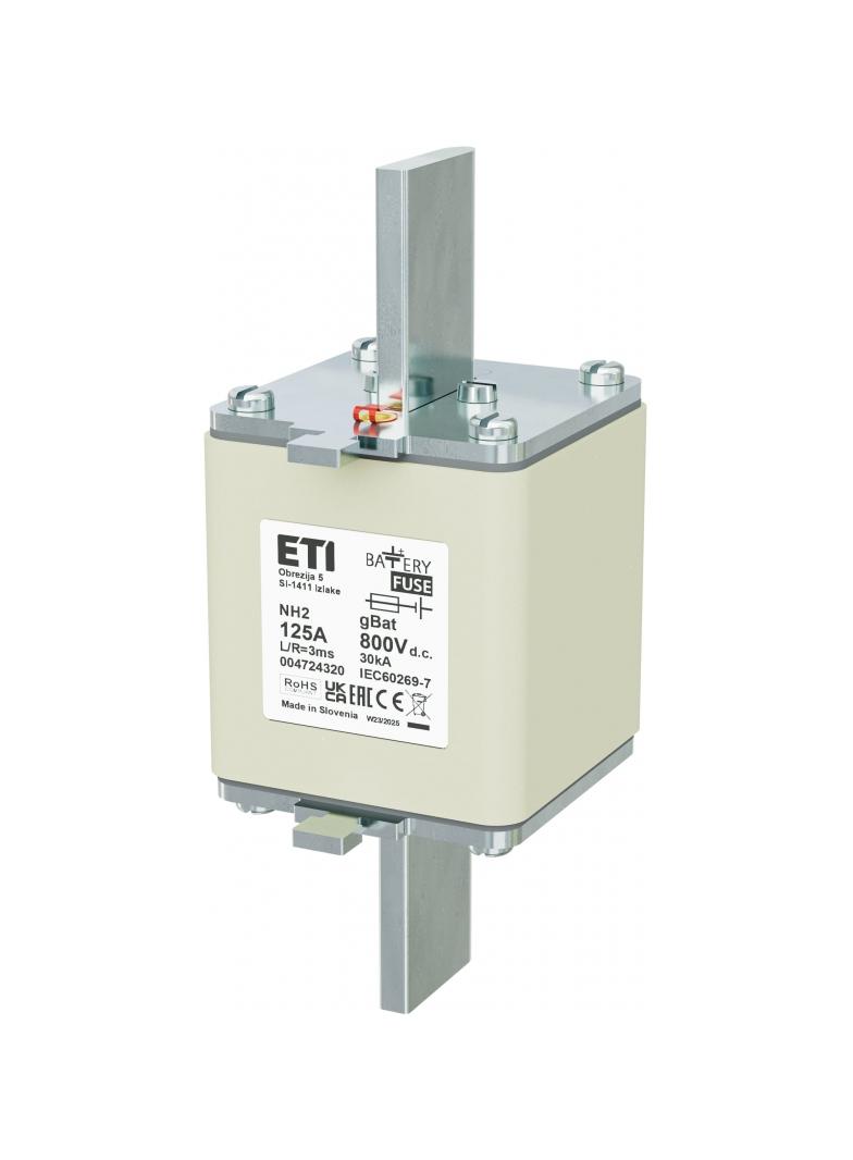 Wkładka topikowa NH do ochrony akumulatorów, magazynów energii DC NH2 gBat 125A 800V DC 004724320 ETI