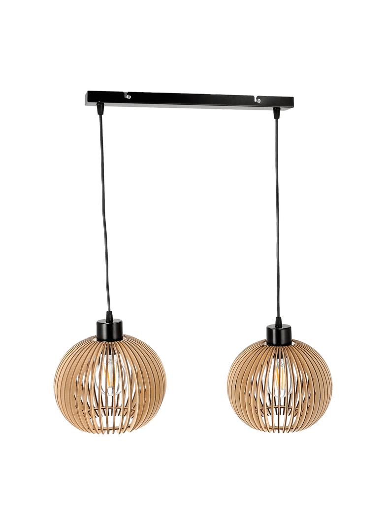 ANAFI 2P E27, lampa wisząca, max. 2x60W, czarna, drewno