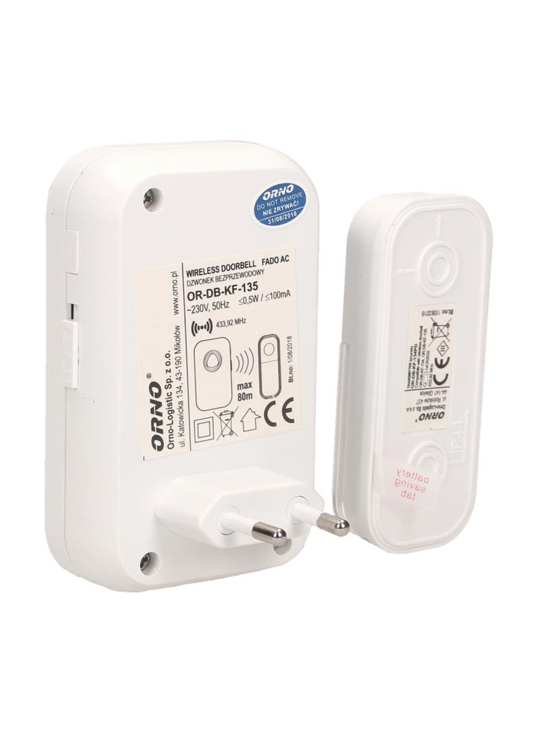 Dzwonek bezprzewodowy FADO AC sieciowy learning system 36 dźwięków 80m OR-DB-KF-135 ORNO