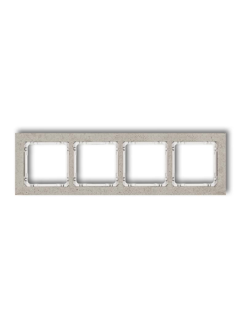 DECO Ramka uniwersalna poczwórna - beton (ramka: jasnoszara; spód: biały)