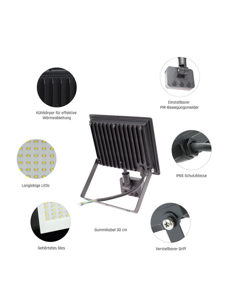 NOCTIS LUX 3 NAŚWIETLACZ 50W NW 230V IP44 180x215x53mm CZARNY czujnik ruchu PIR