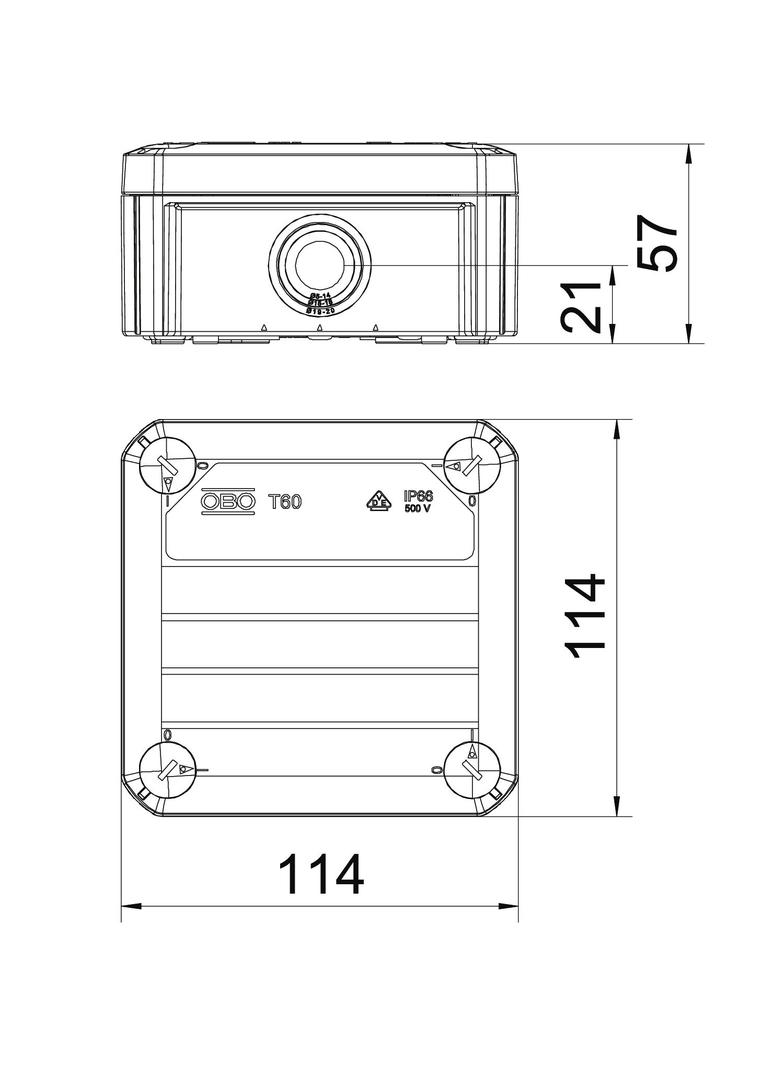 T60, SKRZYNKI ROZGAŁĘŹNE, 114X114X57