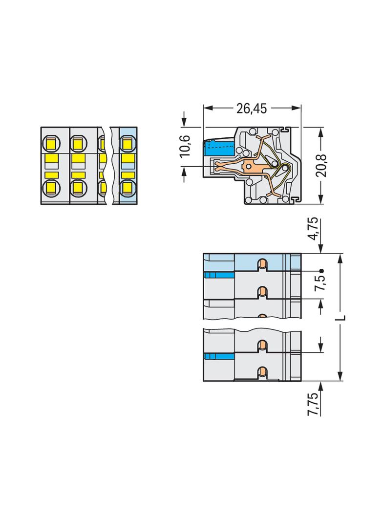 2-przewodowe gniazdo /25szt./ WAGO