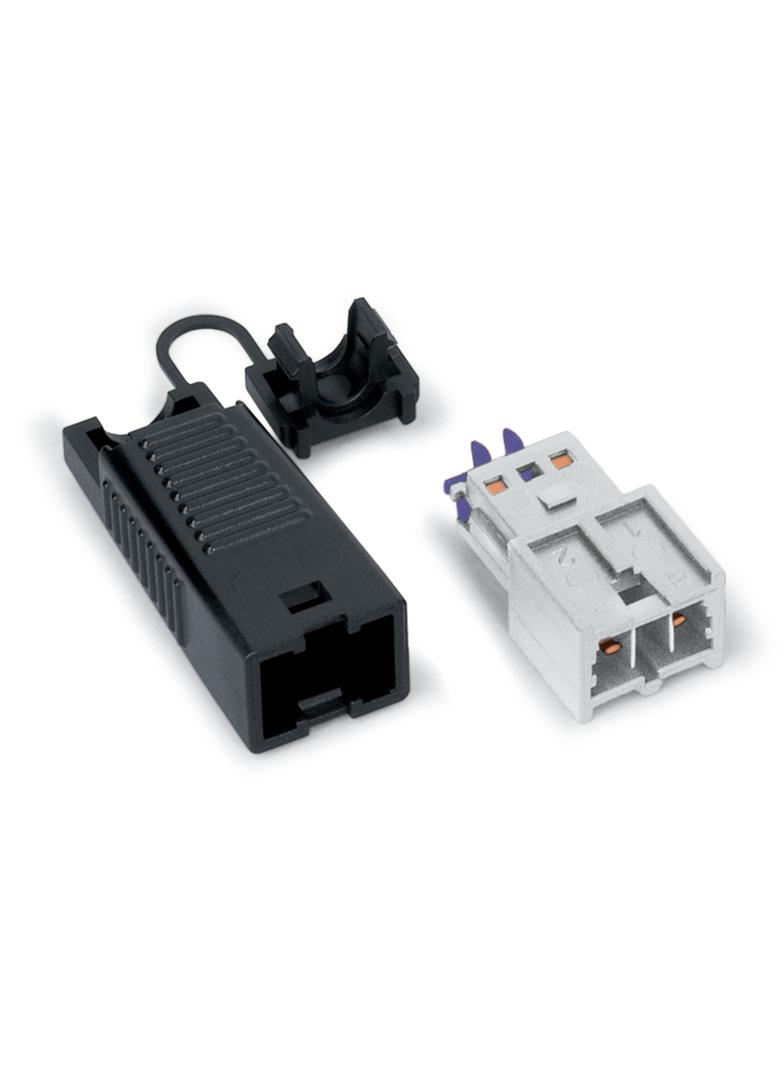 WINSTA EIB wtyk 2-torowy czarny z obudową odciążającą naciąg