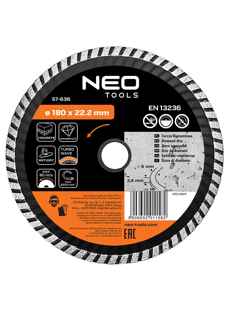 Tarcza diamentowa 180 x 22.2 mm, turbo wave