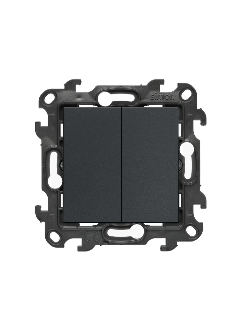 Simon 24 Łącznik schodowy podwójny z podświetleniem /bez piktogramu/ – osobne podświetlenie dla każdego klawisza grafitowy mat NW6/2L2.01/X/38