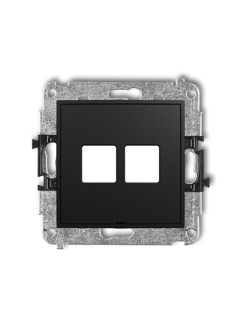 ICON Gniazdo antenowe multimedialne podwójne bez modułu, bez pola opisowego (standard Keystone) czarny mat 12IGMBO-2P KARLIK