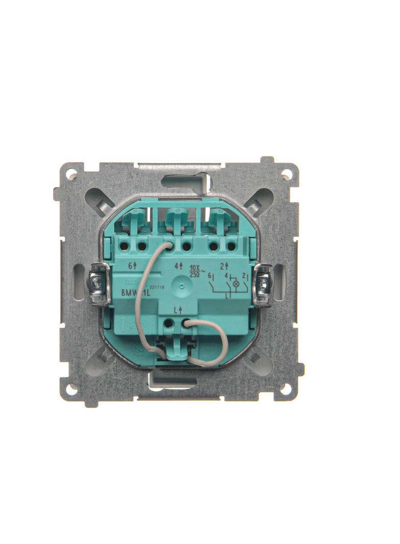 Simon Basic Łącznik potrójny z podświetleniem LED 10A 250V szybkozłączka srebrny mat BMW31L.01/43 KONTAKT