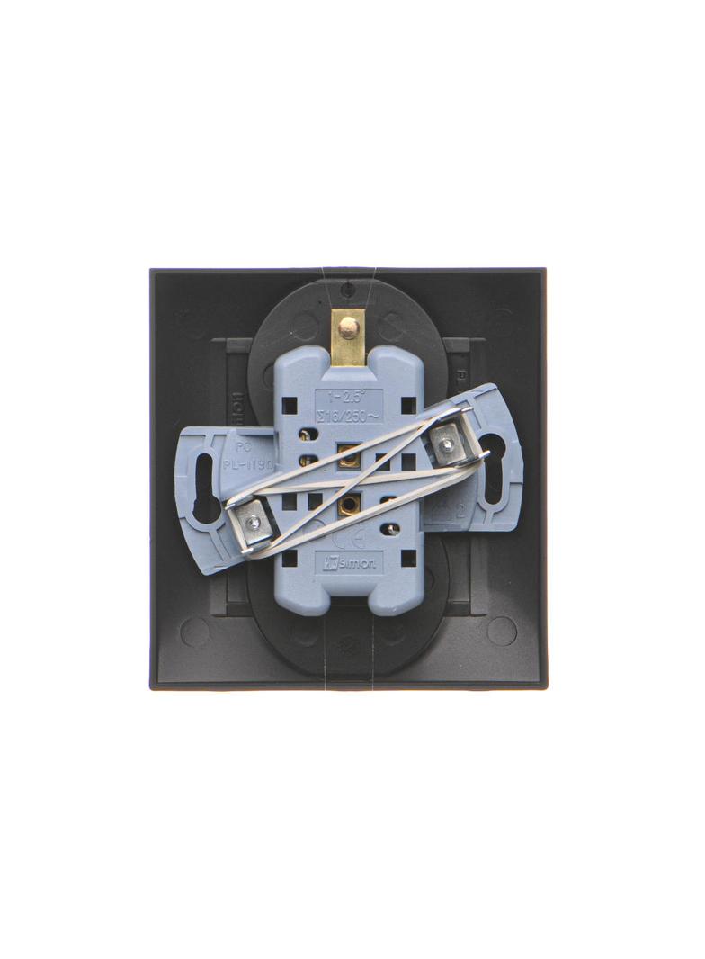 Simon 54 Gniazdo z/u podwójne z f. niezm. faz z przesłonami 16A z. śrubowe. monoblok czarny