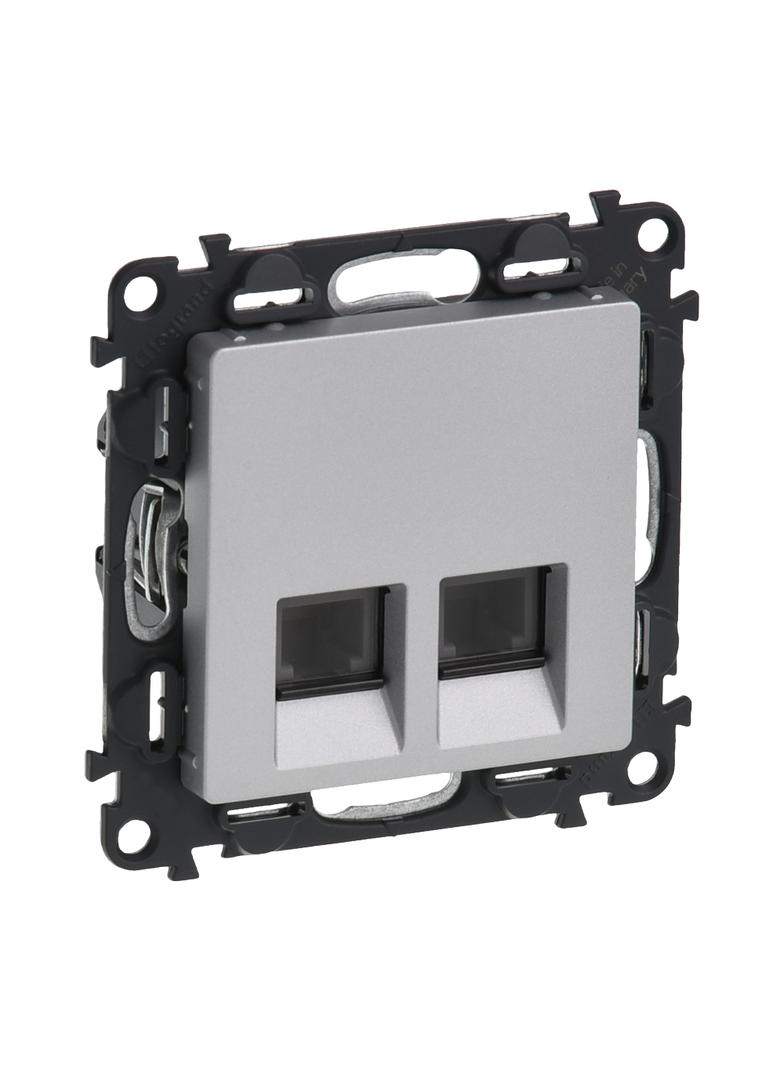 VALENA LIFE GNIAZDO 2 x RJ 11 ALUMINIUM, Legrand
