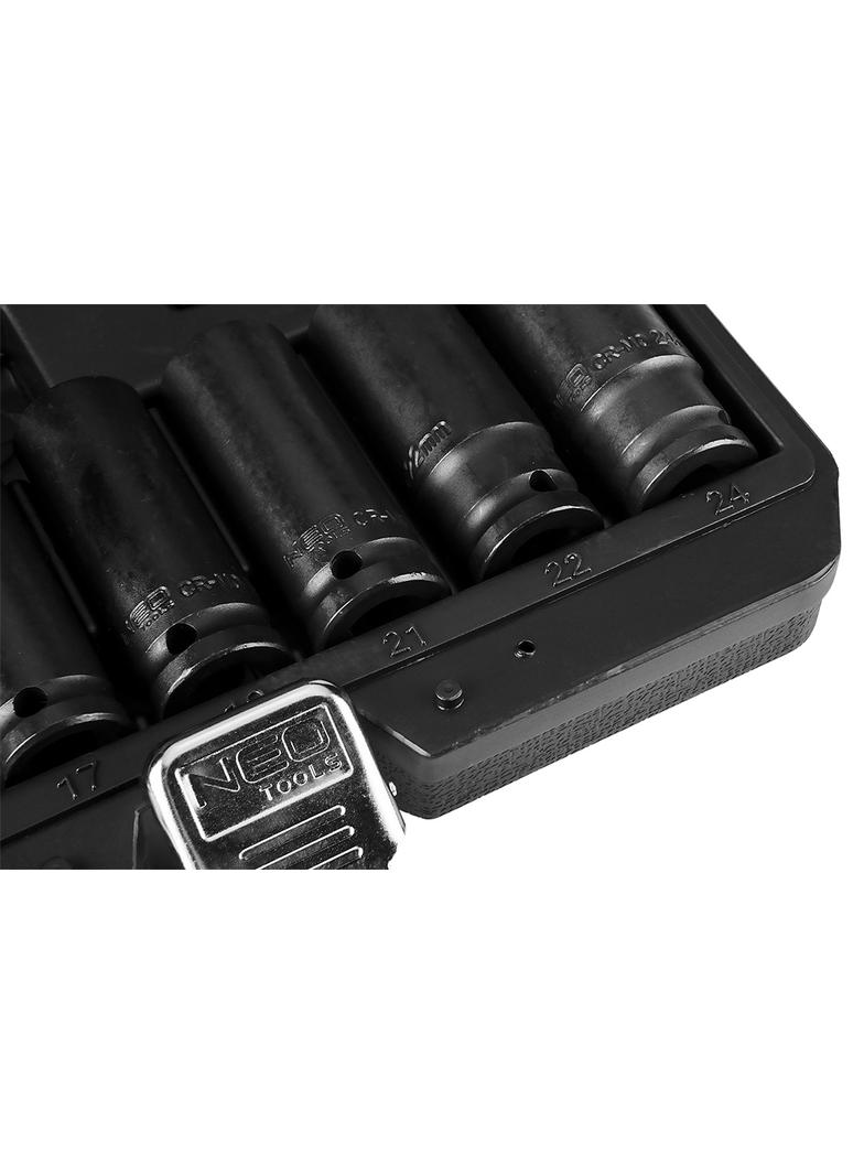 Nasadki udarowe 1/2", 10-24 mm, zestaw 10 szt., CrMo