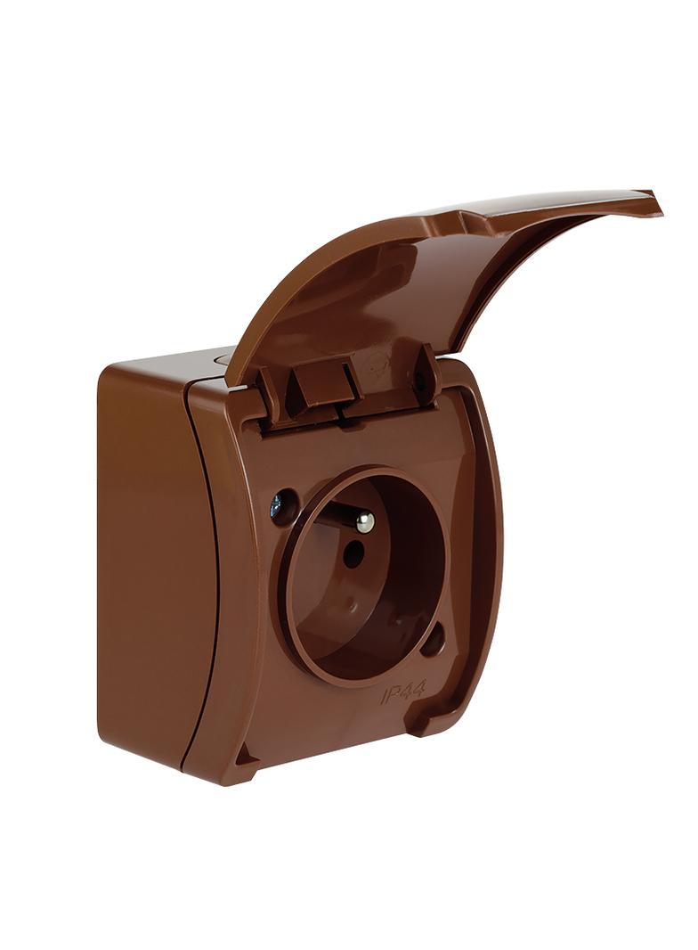 VG-Koala Gniazdo pojedyncze Z-ziemieniem (2P+Z) n/t IP44 brąZ- klapką brąZ-161-02 61.372 OPATÓWEK