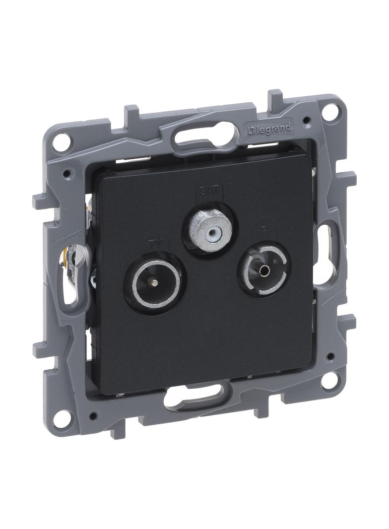 NILOE SELECTION - GNIAZDO TV-RD-SAT KOŃCOWE DO INSTALACJI TYPU GWIAZDA 1,5 DB ANTRACYT, Legrand