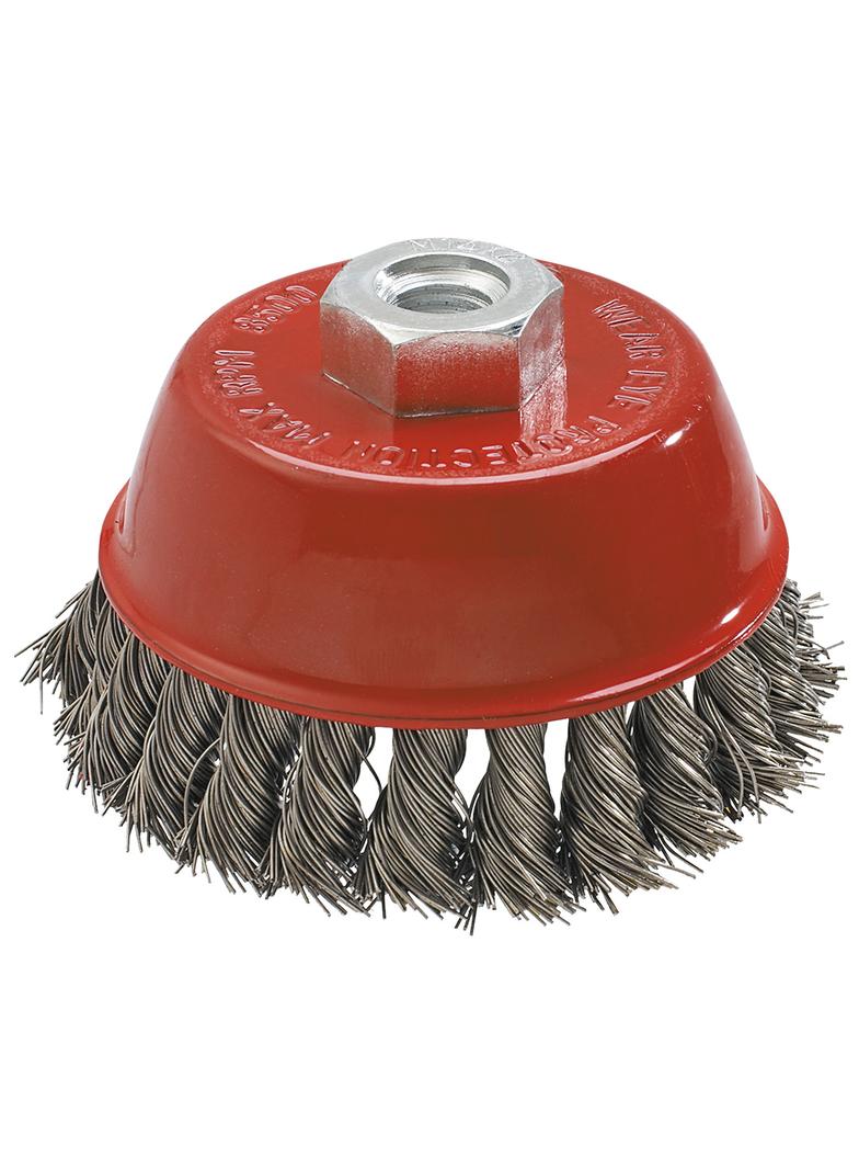 Szczotka druciana doczołowa 65 mm x M14, INOX