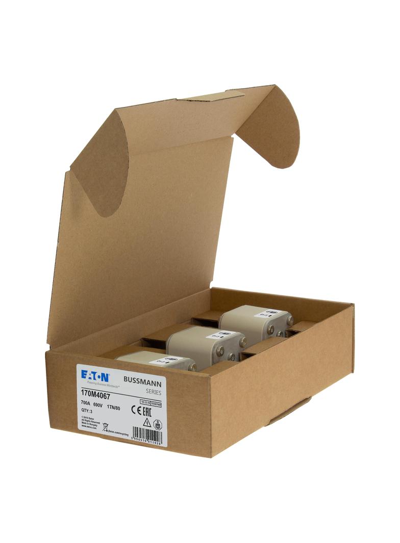 700A 690V 1TN/80 aR INDICATOR FUSE Wkładka szybka 700A AC 690V DIN 1 53x66x108 mm aR DIN 170M4067 EA