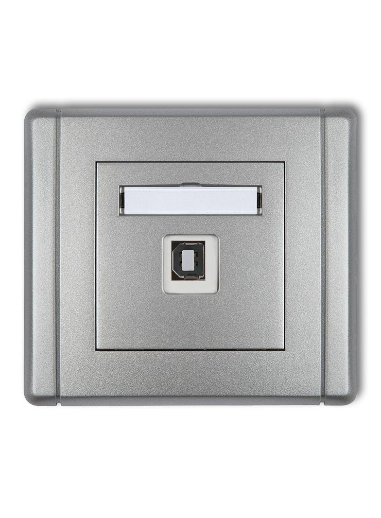 FLEXI Gniazdo pojedyncze USB A-B 2.0 srebrny metalik