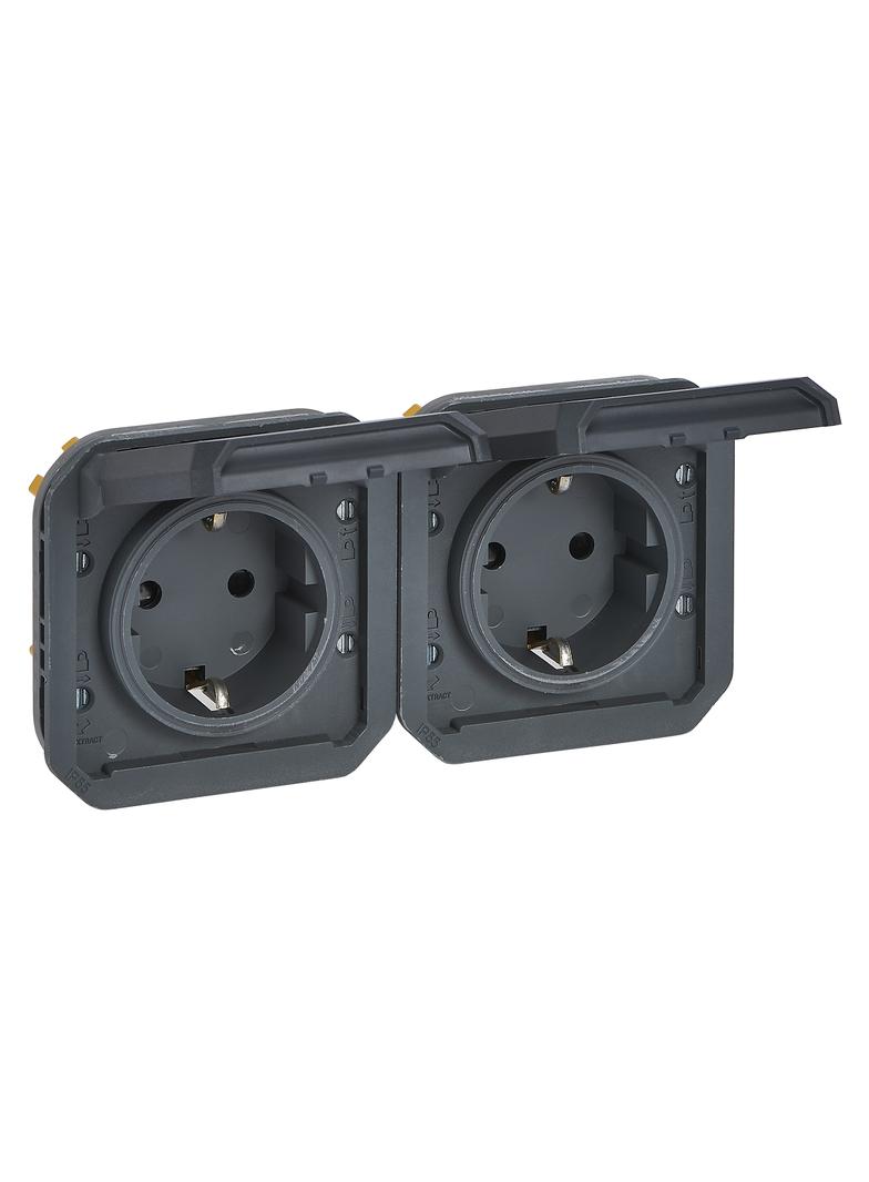 NOWE PLEXO - GNIAZDO SCHUKO 2X2P+Z POZIOME MECHANIZM 16A-250V ANTRACYT 069879L LEGRAND