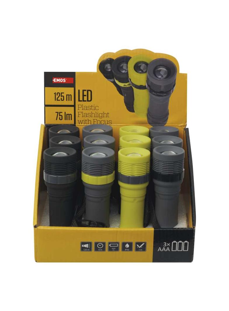 Latarka LED 3W 75lm 3xAAA /z zoomem/ IP43 P4703 EMOS