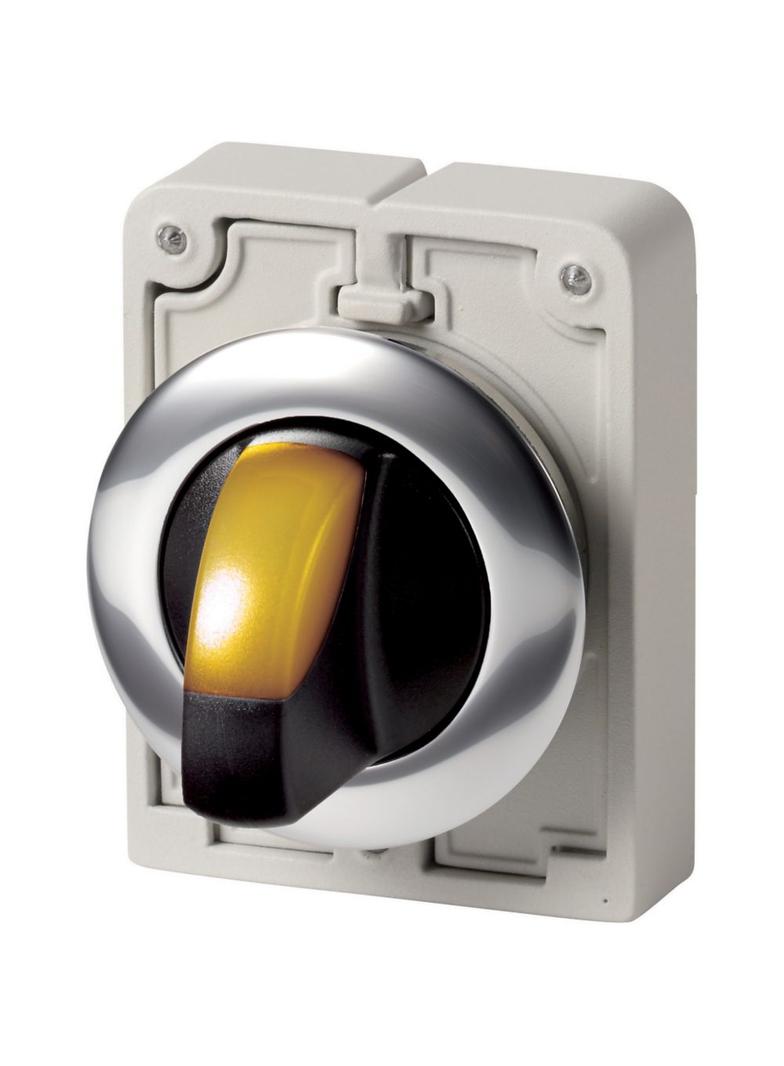 M30C-FWLK-Y Przełącznik piórkowy podświetlany 30mm żółty 2 położeniowy z samopowrotem 187129 EATON