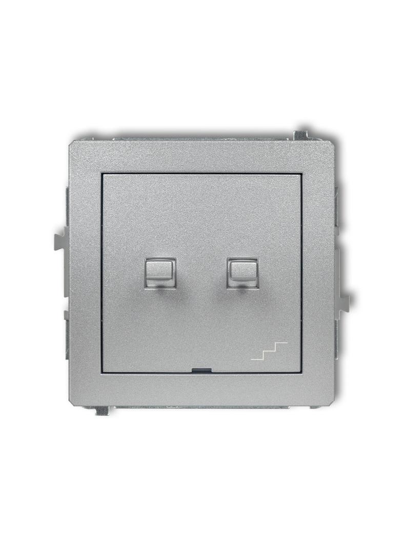 DECO Mechanizm łącznika jednobiegunowego ze schodowym (osobne zasilanie) w stylu amerykańskim srebrn