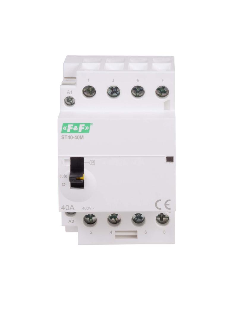 Stycznik modułowy ze sterowaniem ręcznym, montaż na szynie 40A, styki 4NO