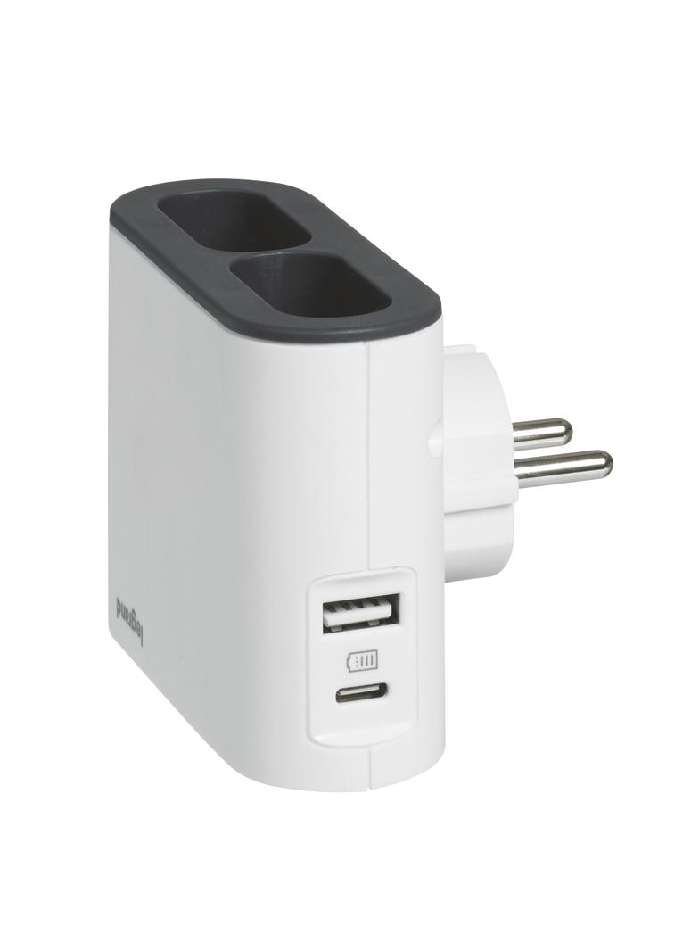 ROZGAŁĘŹNIK 2X2P, USB A+C - BIAŁY/GRAFITOWY, Legrand