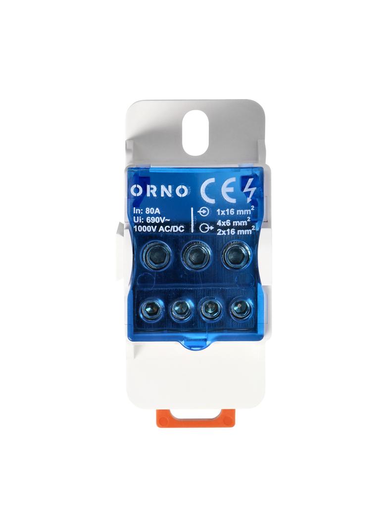Blok rozdzielczy 80A zacisk wejściowy 16mm2 zaciski wyjściowe 4x6mm2 2x16mm2,wygodne mocowanie na