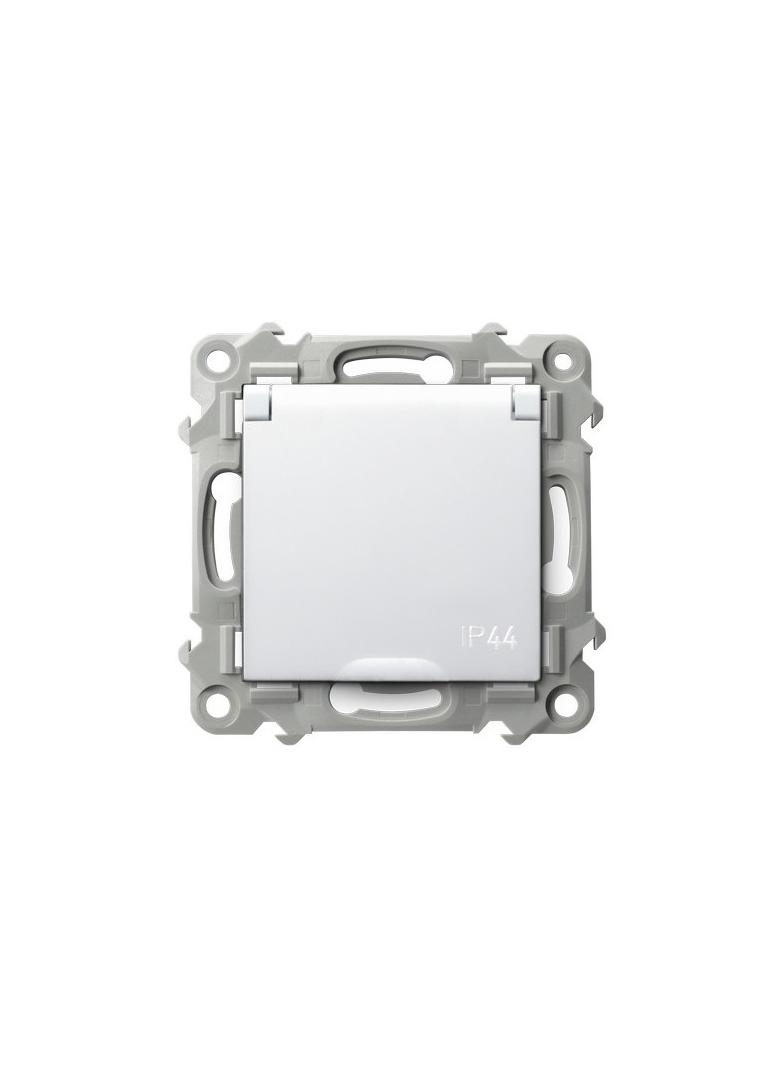 SZAFIR Gniazdo bryzgoszczelne z uziemieniem IP-44 wieczko w kolorze wyrobu - kolor biały