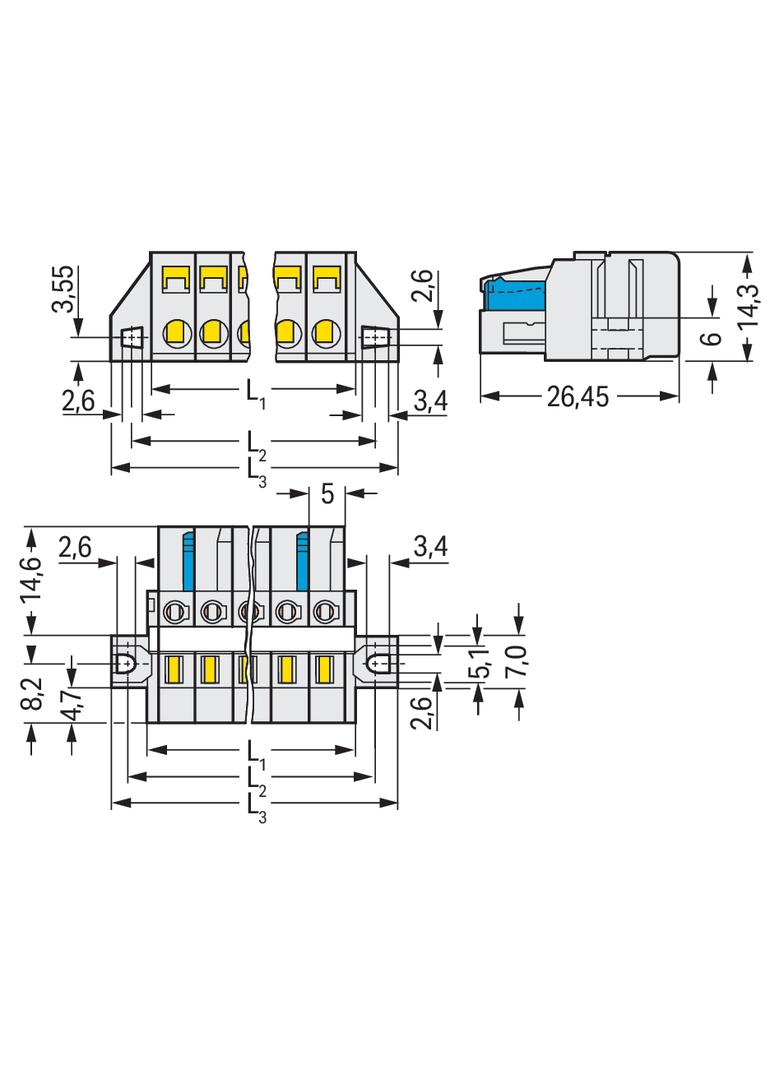 Gniazdo MCS‑MIDI Classic 6‑biegunowe jasnoszare raster 5mm 721‑106/027‑000 /50szt./ WAGO